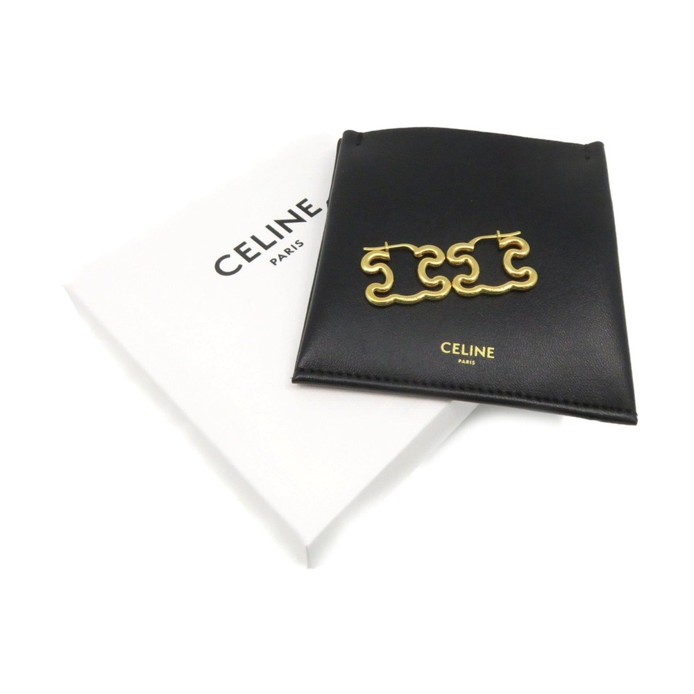 Celine Macadam Logo Gold Earrings Pair With Pouch and Box - Picture 8 of 9